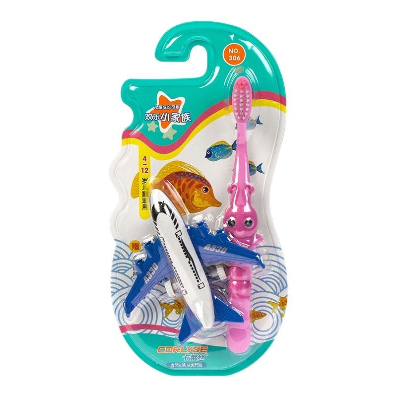 Детская зубная щётка Corlyse Kids Plane NO.306 с игрушкой