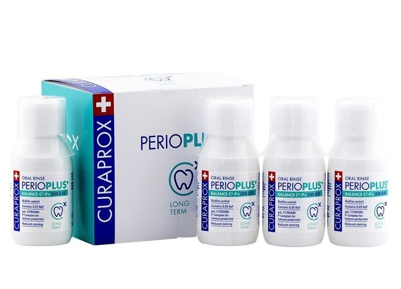 Набор ополаскивателей CURAPROX Perio Plus Balance c хлоргексидином 0,05%, 4 шт х 100 мл