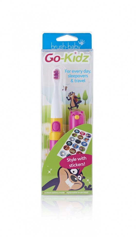 Электрическая детская зубная щётка Brush-Baby Go-Kidz розовая (от 3 лет)