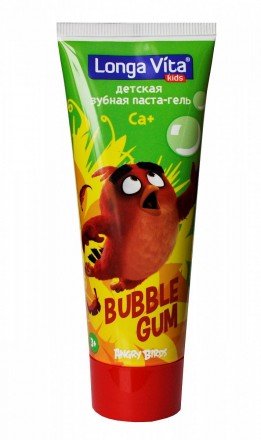 Зубная паста-гель Longa Vita Angry Birds Bublle Gum 75 г для детей от 3-х лет